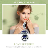 925 Sterling Silver Surprise Love Pendant For Diy Bracelets & Necklaces - Blue