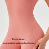 Quick Drying Women Square Neck Yoga Jumpsuit - Rose Pink - S