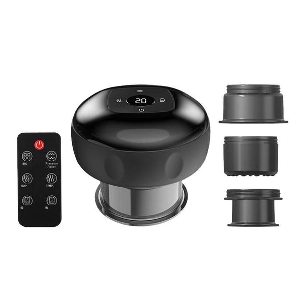 12-Speed Cupping Massager Set With 3 Cups - Black