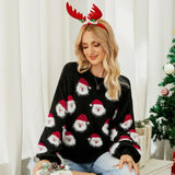 Autumn And Winter Christmas Ladies Sweater Sheath Knit Top - Black - S