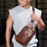 Large Retro Cowhide Crossbody Bag With Usb Port - Yellow