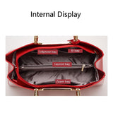 Patent Leather Shoulder Bag for Women - Glue Closure - Red Wine