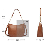 Adjustable Leather Crossbody Bag Large Capacity - Beige