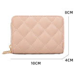 Double Layer Zipper Wallet Multi Card Slot Large Capacity Rhombus Design - Green