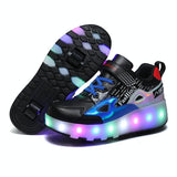 Rechargeable Light Skating Shoes for Kids - Size 37 Two-wheeled - Black And Red