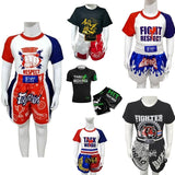 Kids Boxing Set - Sparring Shorts And Tights - Bright Green - Bright Spot Tiger Head - Xl