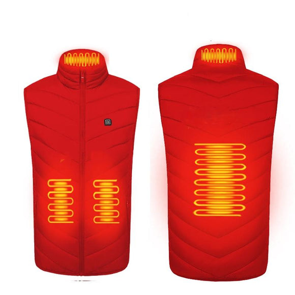 4 Area Single Control Usb Electric Heating Undershirt Intelligent Warm Vest - Red - M