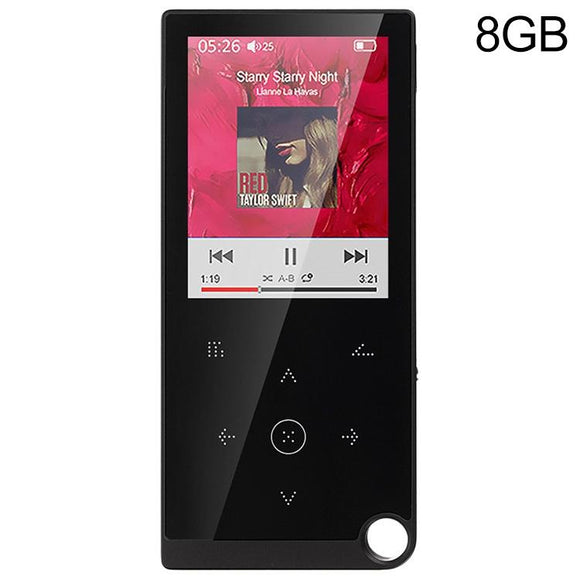 2.4 Inch Touch Mp4 / Mp3 Player 8Gb Memory E Book / Alarm / Timer No Bluetooth - Black