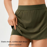 Quick Drying Women Yoga Skirt Pants Breathable & Fake Two Piece Size L - Green - M