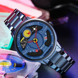 Waterproof Quartz Watch with Hollow Dial - 1085 Steering Wheel Design - Silver