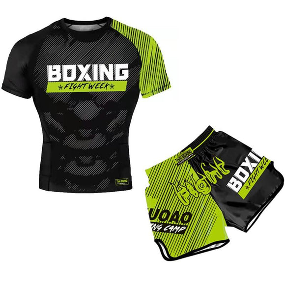 Kids Boxing Set - Sparring Shorts And Tights - Bright Green - Bright Spot Green - Xl