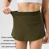 Quick Drying Women Yoga Skirt Pants Breathable & Fake Two Piece Size L - Green - L