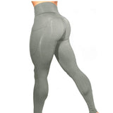 High Elastic Women Yoga Pants With Pockets Stretch Leggings For Jogging Workout And Running Size L - Gray