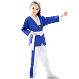 Taekwondo Training Uniform Child & Adult Cotton Clothing Size 130 - Blue White Stitching - 150