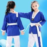Taekwondo Training Uniform Child & Adult Cotton Clothing Size 130 - Blue White Stitching - 150