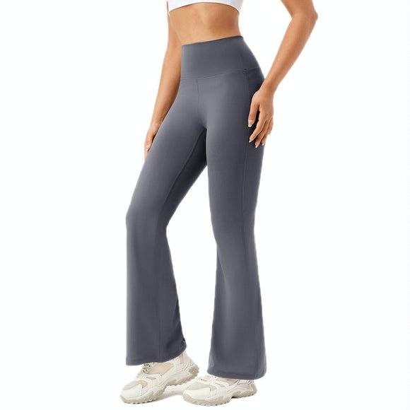 High Waisted Elastic Yoga Flared Pants Size L - Blue Gray - Xl