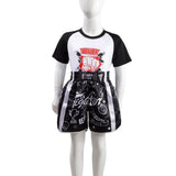 Kids Boxing Set - Sparring Shorts And Tights - Bright Green - Yellow Waist Belt - Xl