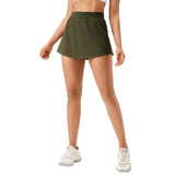 Quick Drying Women Yoga Skirt Pants Breathable & Fake Two Piece Size L - Green - Xl