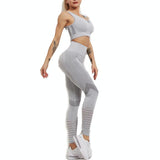 Yoga Fitness Set Women Sports Bra & Leggings Size L - Black - Xl