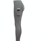 High Elastic Yoga Pants With Pockets For Women Jogging Workout Running Leggings Xl - Gray - Xl