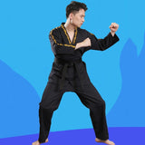 130Cm Cotton Taekwondo Training Uniform For All Ages - Black - 160