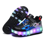 Rechargeable Light Skating Shoes - Size 40 for Kids on Wheels - Black And Red