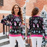 Casual Christmas Snowman Pullover Sweater Women Cartoon Knitwear - Elk - Xxl