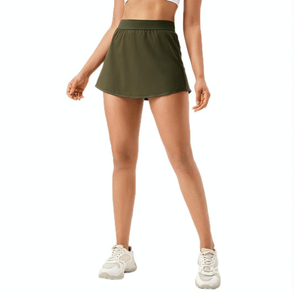 Quick Drying Women Yoga Skirt Pants Breathable & Fake Two Piece Size L - Green - Xxl