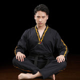 130Cm Cotton Taekwondo Training Uniform For All Ages - Black - 180