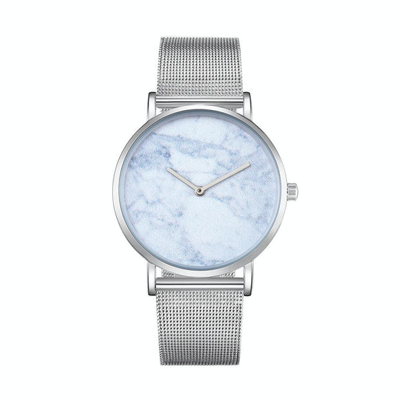 Stylish Men Quartz Watch with Stainless Steel Band - Round Dial Silver Alloy Case - Wa0736C