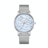 Stylish Men Quartz Watch with Stainless Steel Band - Round Dial Silver Alloy Case - Wa0736C