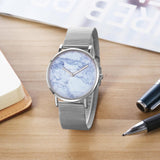 Stylish Women Quartz Watch with Stainless Steel Band - Round Dial Silver Alloy Case - Wa0730D