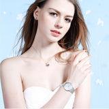 Stylish Women Quartz Watch with Stainless Steel Band - Round Dial Silver Alloy Case - Wa0730D