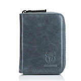 Men'S Leather Card Holder Casual Driver License Wallet - Light Blue