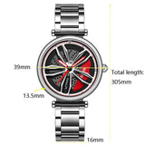 Stylish Steel Band Quartz Watch for Couples - Silver Red