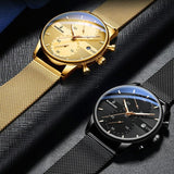 Men Multifunctional Luminous Quartz Watch - Business Style - White Mash Rose Shell White Surface