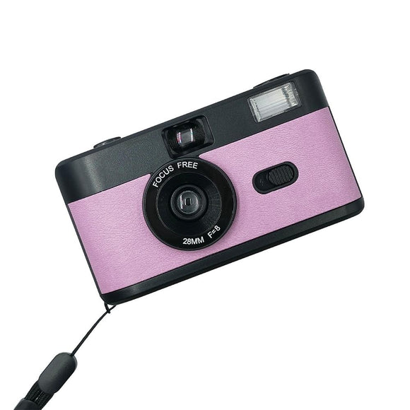 Retro Manual Reusable Film Camera for Kids - no Film - Black + Pink Purple