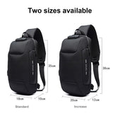 Anti Theft Men Waterproof Crossbody Bag With USB Port - Army Green