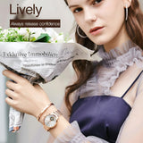 Waterproof Automatic Mechanical Watch for Women with Simple Hollow Design - Rose Gold Steel Strip White