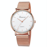 Stainless Steel Mesh Unisex Quartz Watch - Gold Shell White Dial Gold Needle