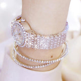 Starry Diamond Chain Women Wrist Watch - Rose Gold Scale Surface