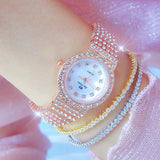 Starry Diamond Chain Women Wrist Watch - Rose Gold Scale Surface