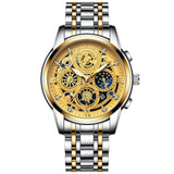 Waterproof Luminous Quartz Watch with Multifunctional Design - Inter-Gold Gold Surface