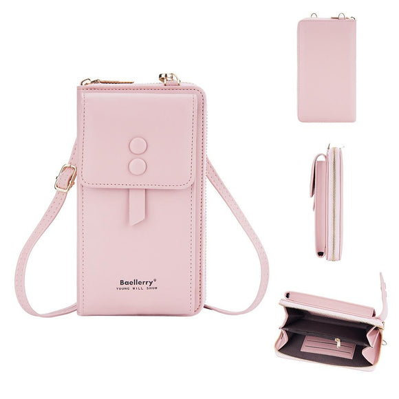 Adjustable Crossbody Phone Bag With Multi Card Slots - Pink