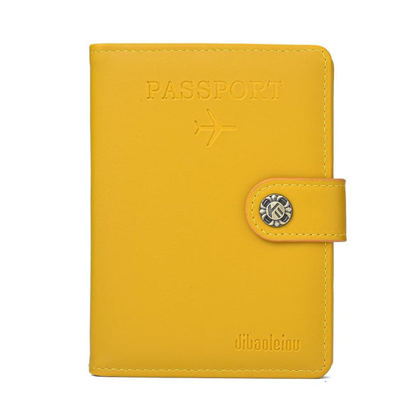 Multi Functional Passport Case With Buckle Dibaoleiou Pu Leather - Yellow