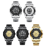 Waterproof Luminous Skeleton Watch - 30m - Black Steel Black White Nail