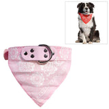 Adjustable Dog Bandana Leather Printed Soft Scarf Collar Neckerchief For Puppy Pet - Size M - Pink