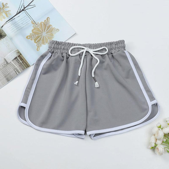 High Waist Straight Yoga Shorts Women Casual Loose Outerwear - Light Grey - M