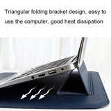 Leather Laptop Liner Bag - 14.1-15.4 Inches with Stand Function - Sapphire Blue With Bag