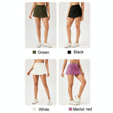 Quick Drying Women Yoga Skirt Pants Breathable & Fake Two Piece Size L - Merlot Red - L